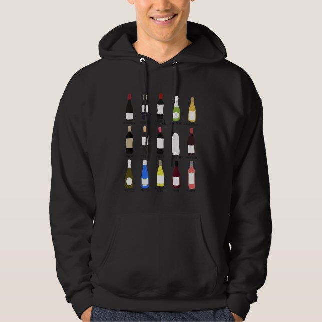 Vinälskare Flaskor Vin Identifiering Grafik Hoodie (Framsida)