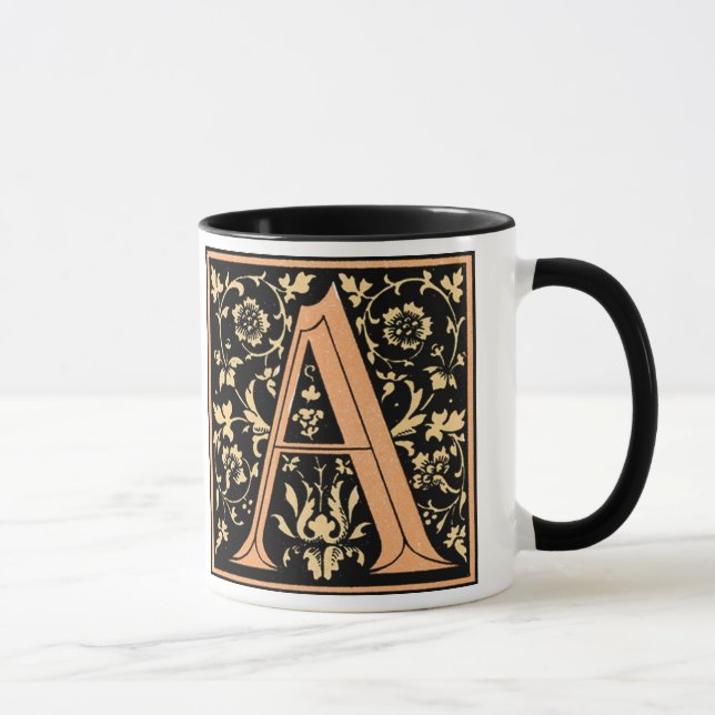 Vinatge Black & Guld Brev 'A' - Mugg (Höger)