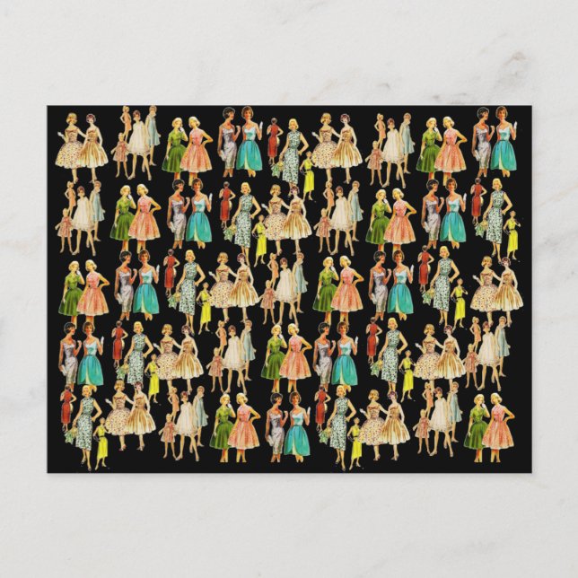 Vinatge Women's Mode Vykort (Framsida)