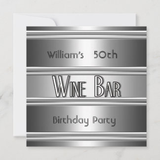 Vinbar metall Silver Svart 50-årsdag Män Inbjudningar
