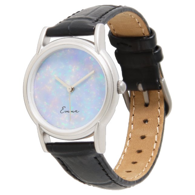 Vinblå Akvamarin Iriserande Opal Armbandsur (Vinklad)