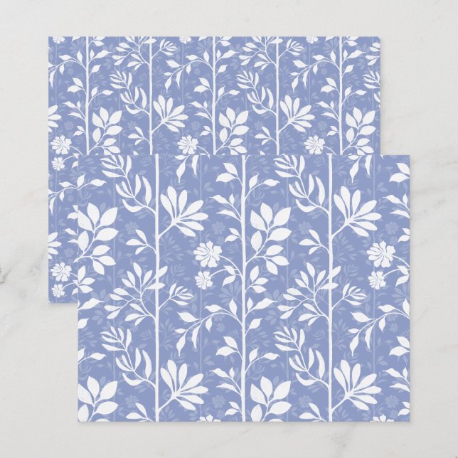 Vinblå Blommig Vinranke Scrapbookpapper (Fram/baksida)