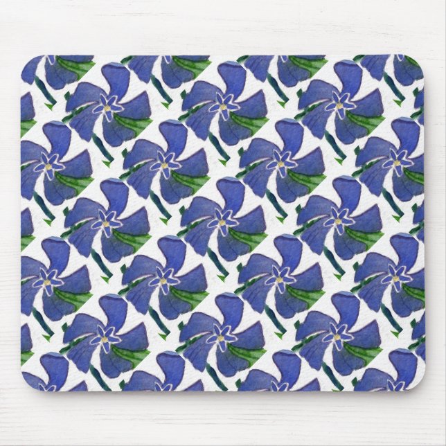 ’Vinca Vine’ Tiled Mönster Blommigt Mousepad Musmatta (Framsidan)