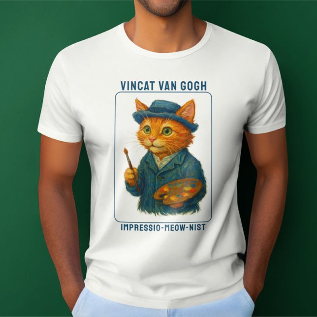 Vincat Van Gogh Impressio-meow-nist Funny T Shirt (Vincent Van Gogh in cat form. Vincat van Gogh, Impressio-meow-nist funny t-shirt from Ricaso)