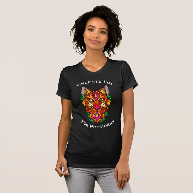 "Vincent Fox för president" & färgat Fox Tee Shirt (Hel framsida)