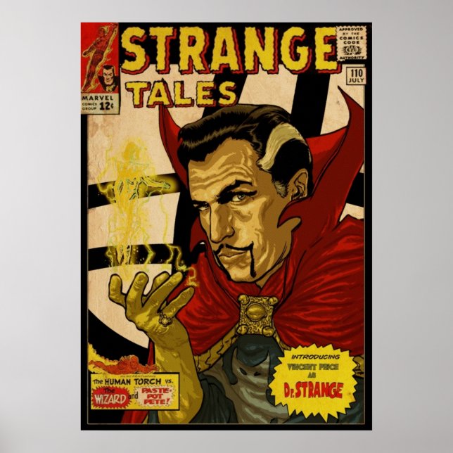 VINCENT PRIS SOM DR STRANGE RETRO-TECKNAD TÄCK POSTER (Framsidan)