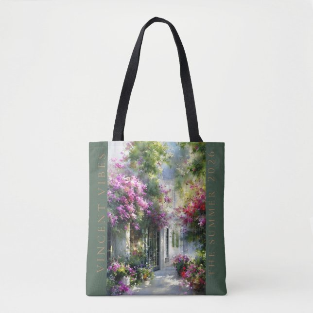 Vincent Style Sommar Trädgård Blommig Akvarell Sho Tygkasse (Framsida)