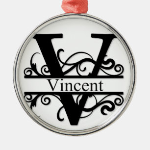 Vincent V Monogram Julgransprydnad Metall