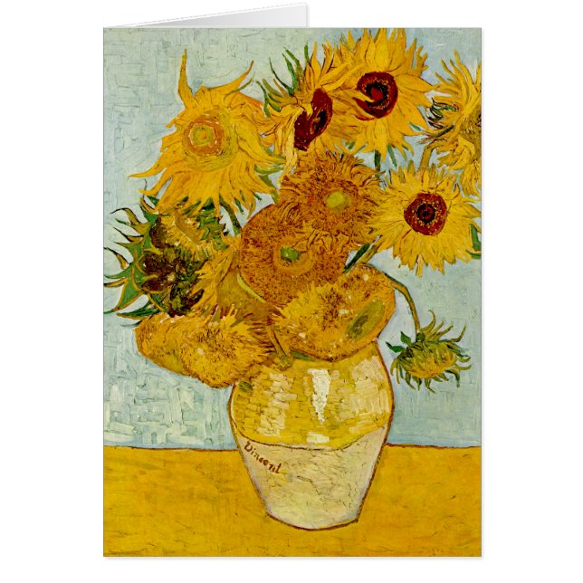 Vincent Van Gogh 12 Solblommor Impressionist Hälsningskort (Framsidan)