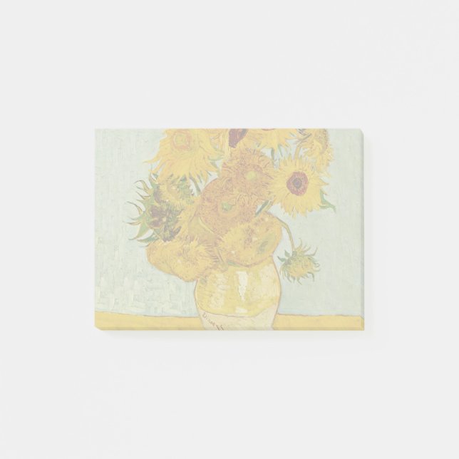 Vincent Van Gogh 12 Solblommor Impressionist Post-it Block (Framsida)