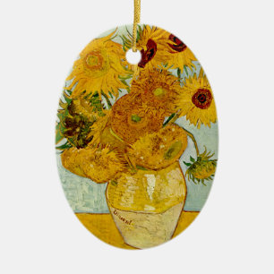 Vincent Van Gogh 12 Solrosor Impressionist Julgransprydnad Keramik