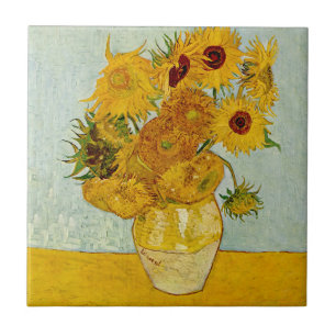Vincent Van Gogh 12 Solrosor Impressionist Kakelplatta
