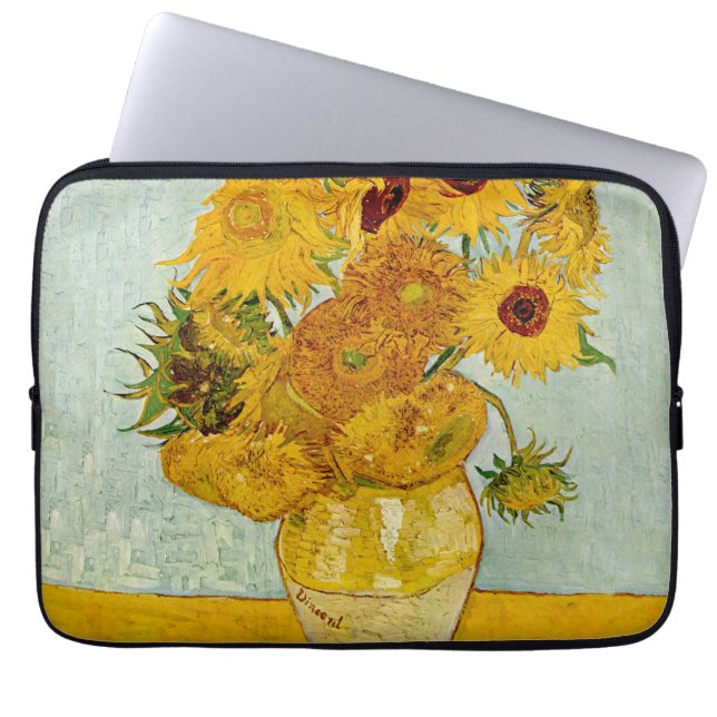 Vincent Van Gogh 12 Solrosor Impressionist Laptop Fodral (Framsidan)