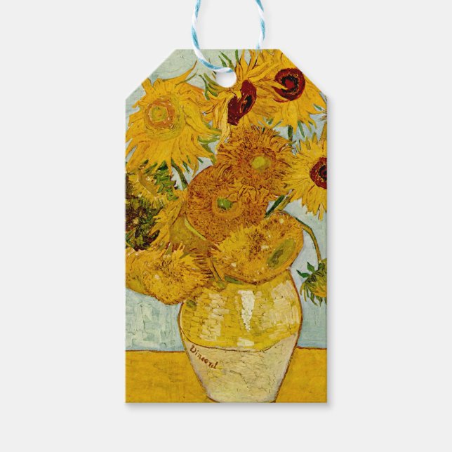 Vincent Van Gogh 12 Solrosor Impressionist Presentetikett (Framsidan)
