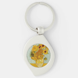 Vincent Van Gogh 12 Solrosor Impressionist Swirl Silverfärgad Nyckelring