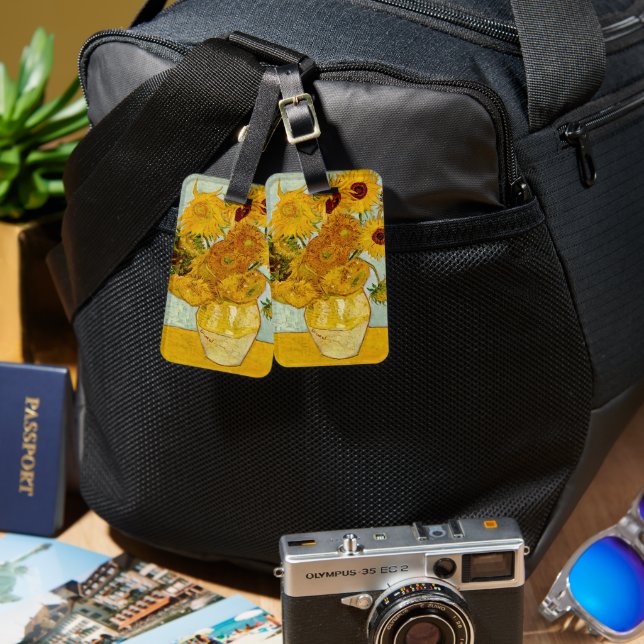 Vincent Van Gogh 12 Solrosor Impressionistisk Bagagebricka (Fram & Baksida)