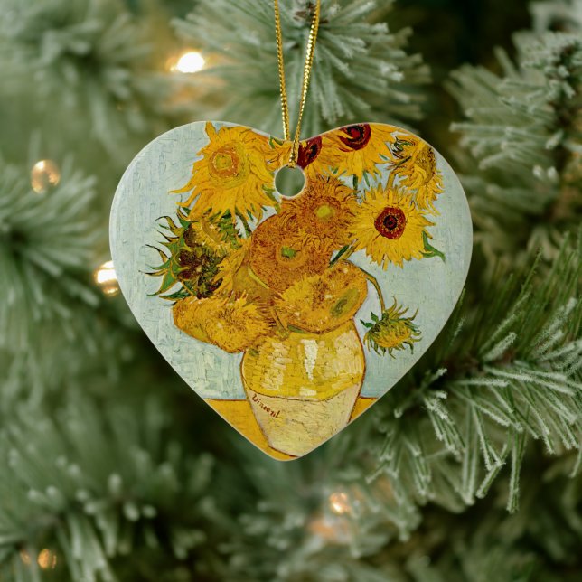 Vincent Van Gogh 12 Solrosor Impressionistisk Julgransprydnad Keramik (Träd)