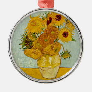Vincent Van Gogh 12 Solrosor Impressionistisk Julgransprydnad Metall
