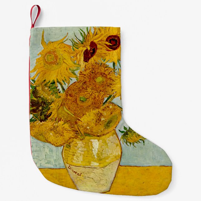 Vincent Van Gogh 12 Solrosor Impressionistisk Liten Julstrumpa (Framsidan)