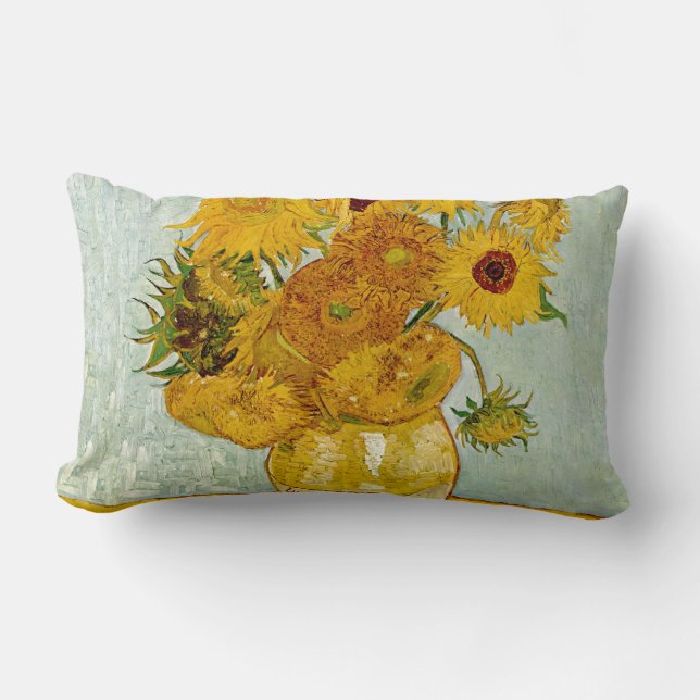 Vincent Van Gogh 12 Solrosor Impressionistisk Lumbarkudde (Framsida)