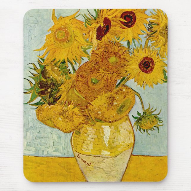 Vincent Van Gogh 12 Solrosor Impressionistisk Musmatta (Framsidan)