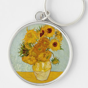 Vincent Van Gogh 12 Solrosor Impressionistisk Rund Silverfärgad Nyckelring