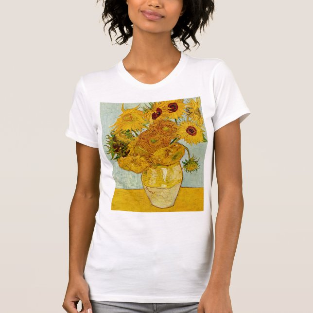 Vincent Van Gogh 12 Solrosor Impressionistisk T Shirt (Framsida)