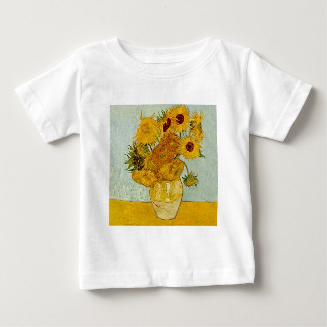 Vincent Van Gogh 12 Solrosor Impressionistisk T-shirt (Framsida)