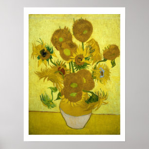 Vincent Van Gogh-15-blommor i en Vas-post Poster