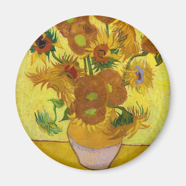 Vincent Van Gogh-15 Solblommor i Vas Art Magnet (Framsidan)