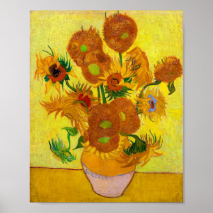 Vincent Van Gogh-15 Solblommor i Vas Art Poster