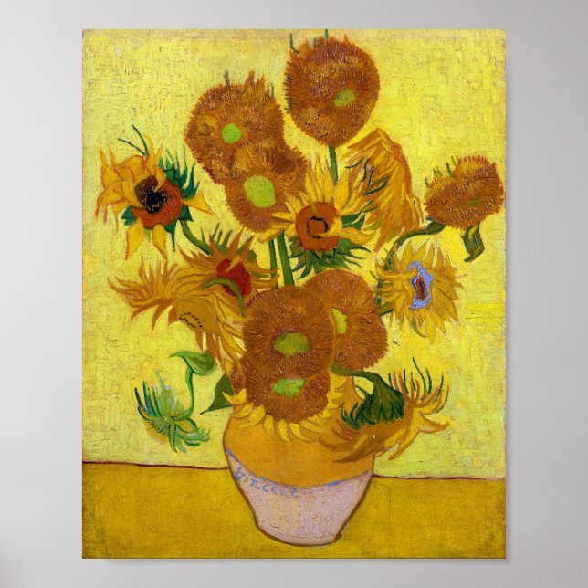 Vincent Van Gogh-15 Solblommor i Vas Art Poster (Framsidan)