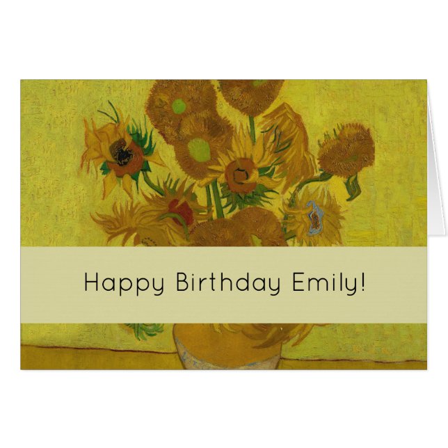 Vincent Van Gogh 15 Solblommor Painting Hälsningskort (Framsidan Horizontal)