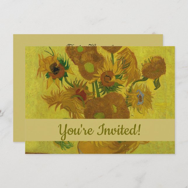 Vincent Van Gogh 15 Solblommor Painting Inbjudningar (Fram/baksida)