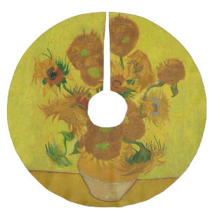 Vincent Van Gogh 15 Solblommor Painting Julgransmatta Borstad Polyester