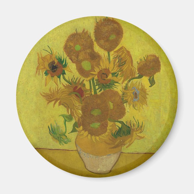 Vincent Van Gogh 15 Solblommor Painting Magnet (Framsidan)