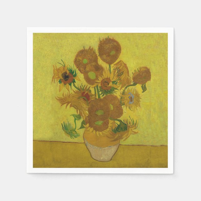 Vincent Van Gogh 15 Solblommor Painting Pappersservett (Framsidan)
