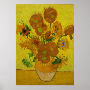 Vincent Van Gogh 15 Solblommor Painting Poster