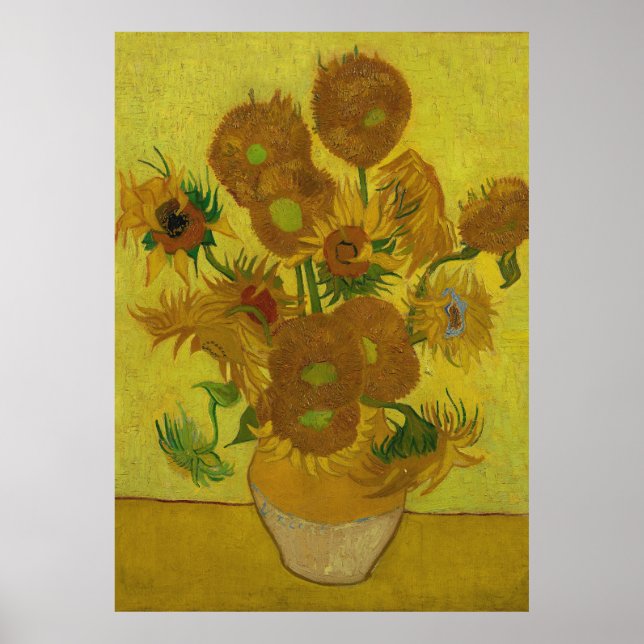Vincent Van Gogh 15 Solblommor Painting Poster (Framsidan)