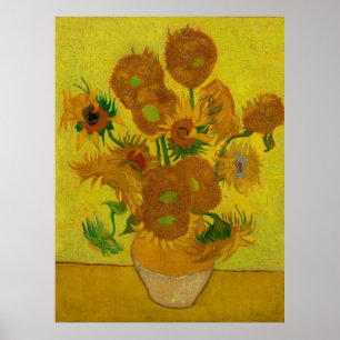 Vincent Van Gogh 15 Solblommor Painting Poster