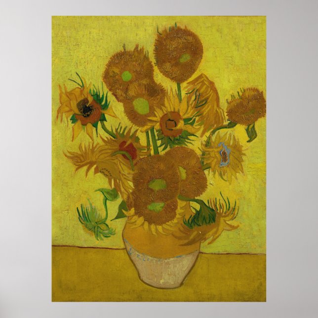Vincent Van Gogh 15 Solblommor Painting Poster (Framsidan)
