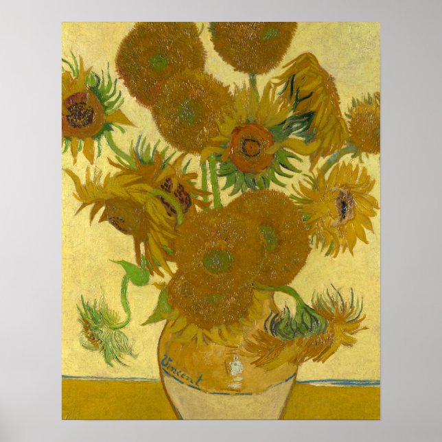 Vincent Van Gogh 15 Solblommor Painting Poster (Framsidan)