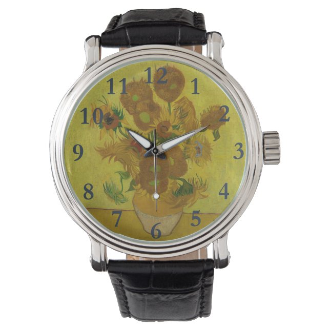 Vincent Van Gogh 15 solrosor målning Armbandsur (Framsida)