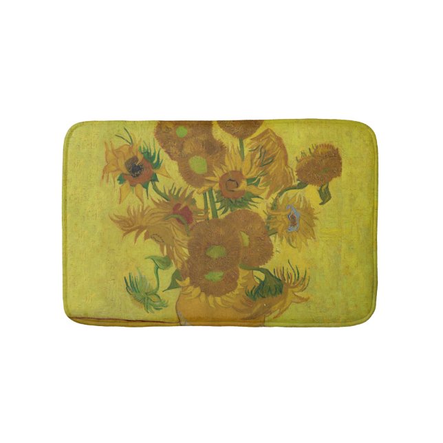 Vincent Van Gogh 15 solrosor målning Badrumsmatta (Framsidan)