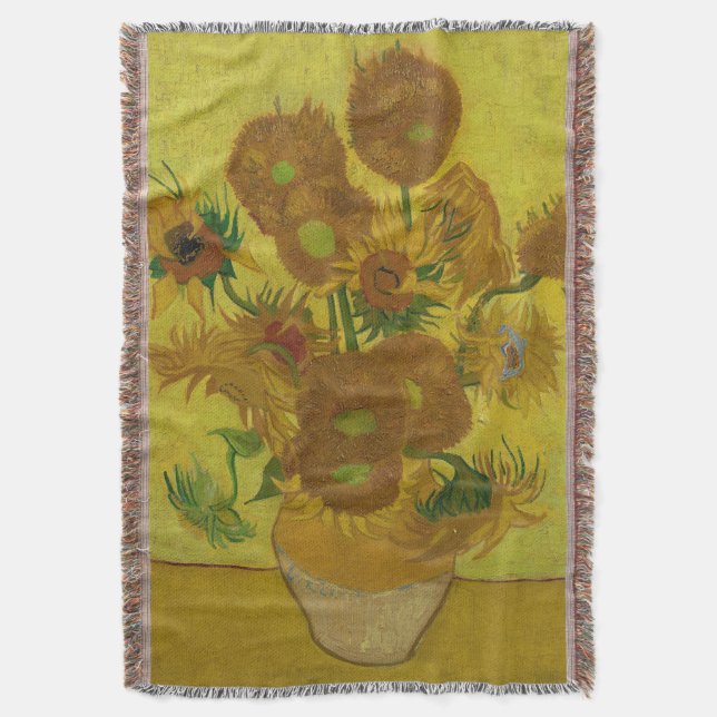 Vincent Van Gogh 15 solrosor målning Filt (Framsidan Vertikal)