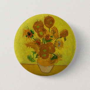 Vincent Van Gogh 15 solrosor målning Knapp