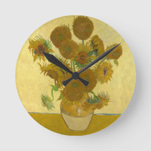 Vincent Van Gogh 15 solrosor målning Rund Klocka