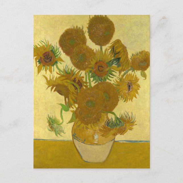 Vincent Van Gogh 15 solrosor målning Vykort (Framsida)