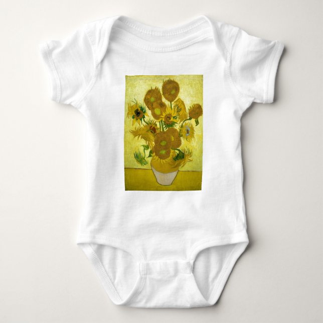 Vincent Van Gogh-15 Sunblommor i A Vas T-shirt (Framsida)