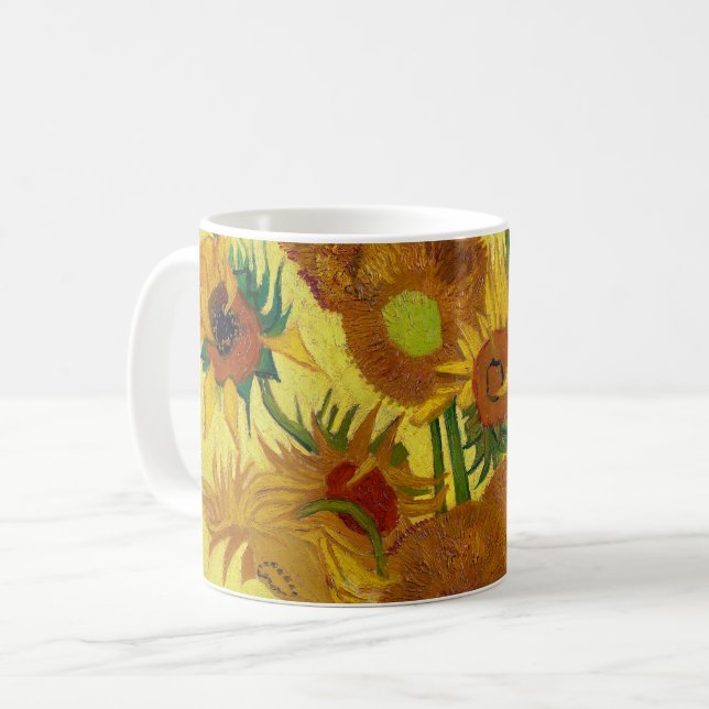 Vincent Van Gogh-15 Sunblommor i Vas Kaffemugg (Framsida vänster)